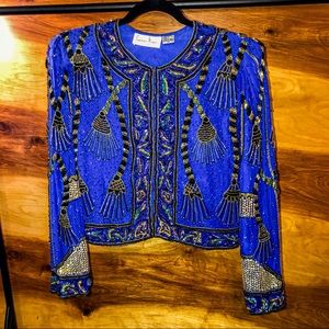 Formal Sequin and Beads Silk Top